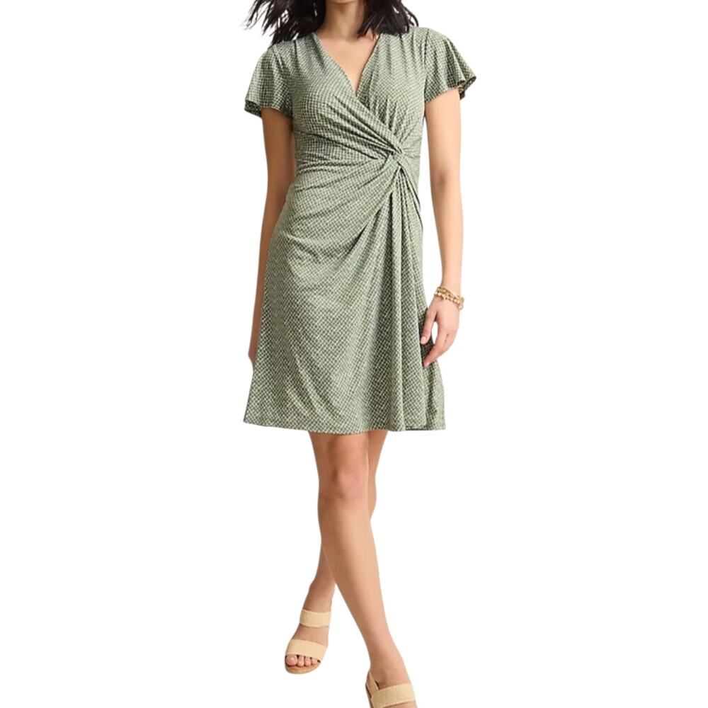 Tommy Bahama Sophia Bay Short Sleeve Faux Wrap Mini Dress Green Twist Small